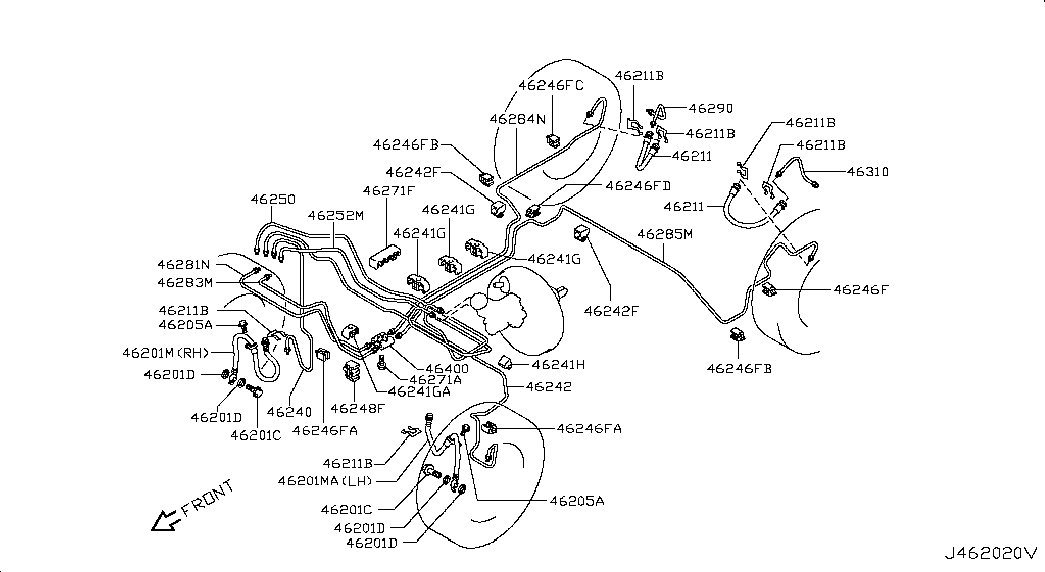 NISSAN 462114A00B - Спирачен маркуч vvparts.bg