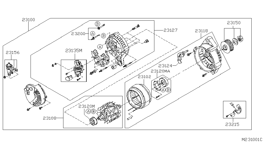 NISSAN 23120-0M000 - Лагер на оста, генератор vvparts.bg