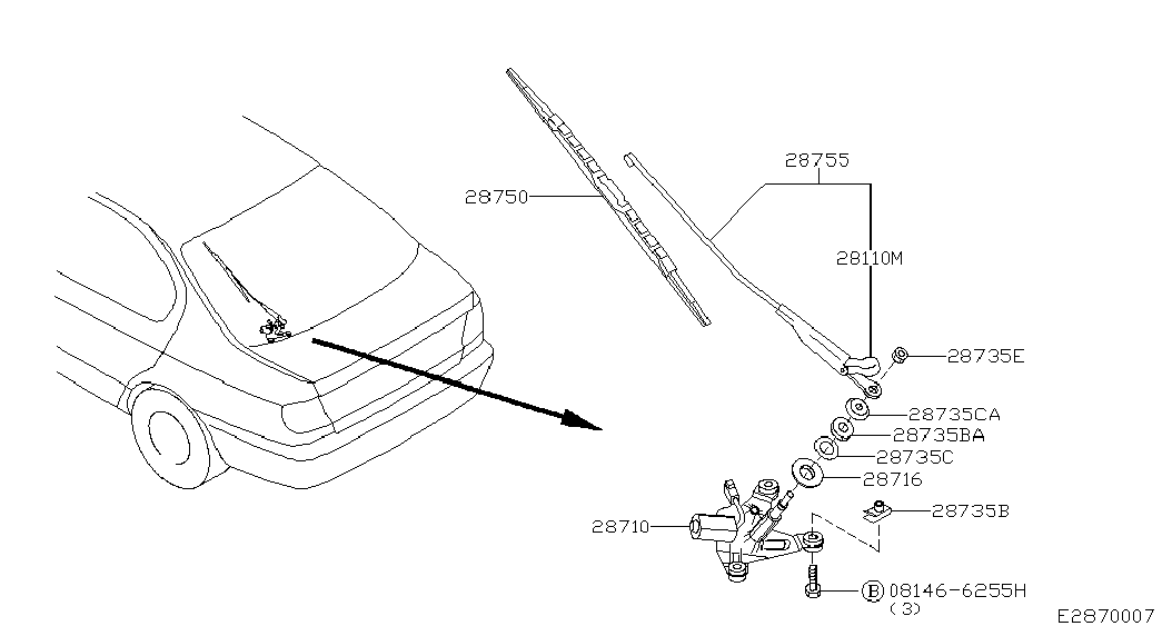 NISSAN 28890-70J00 - Перо на чистачка vvparts.bg