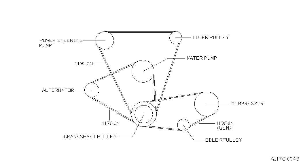 NISSAN 11950 80W00 - Трапецовиден ремък vvparts.bg