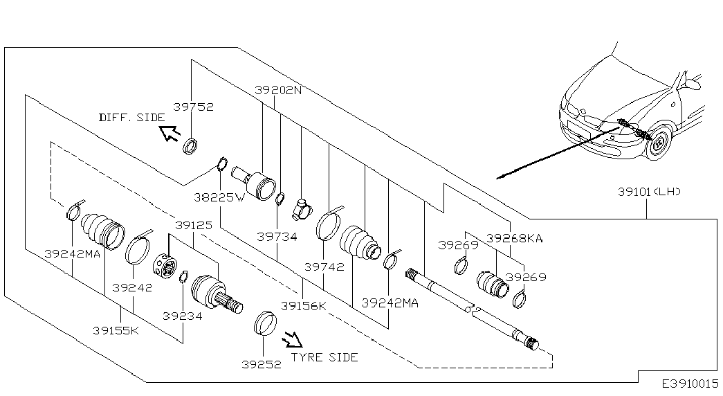 NISSAN 39241-BM725 - Маншон, полуоска vvparts.bg