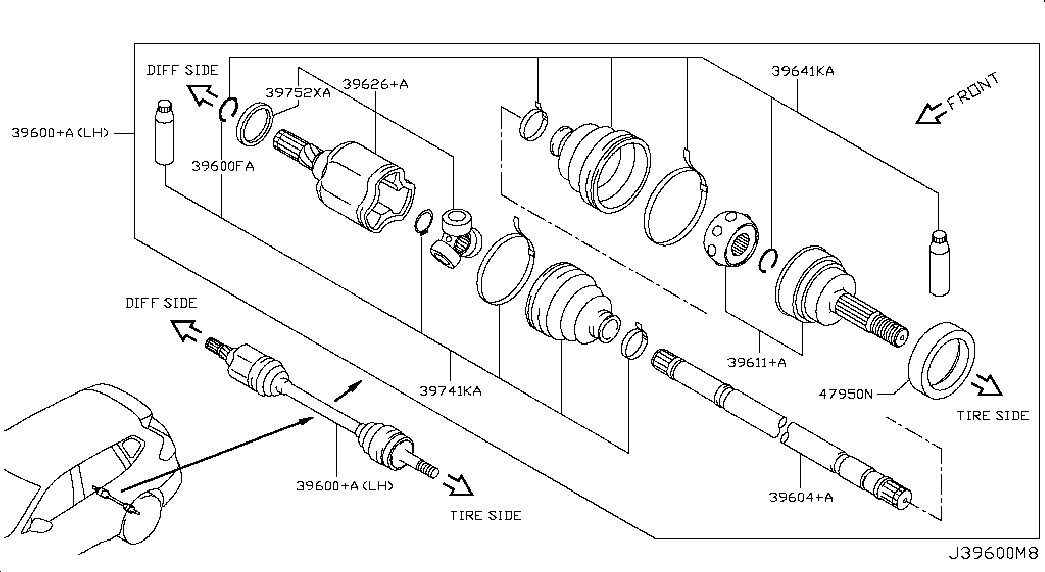 NISSAN C9741-2U60A - Маншон, полуоска vvparts.bg