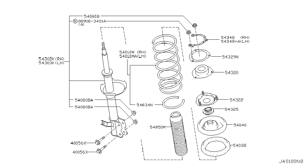 NISSAN 54010-EQ02B - Пружина за ходовата част vvparts.bg