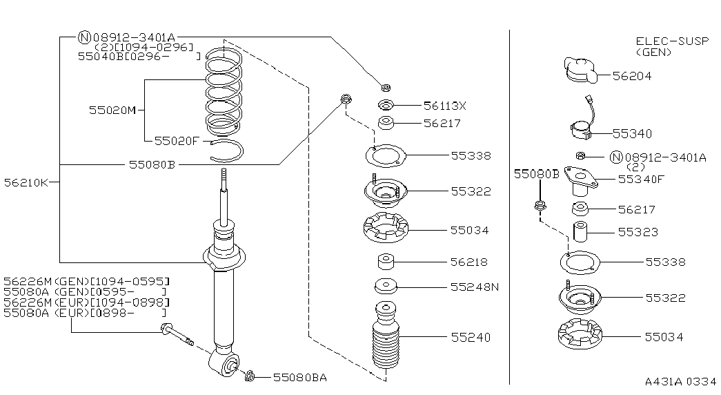 NISSAN 56210-43U26 - Амортисьор vvparts.bg