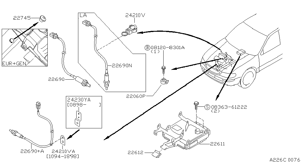 Datsun 22690-40U00 - Ламбда-сонда vvparts.bg