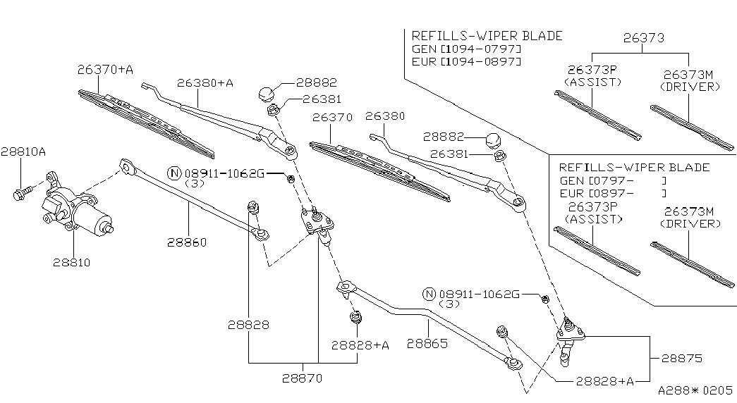 NISSAN 28890-40U10 - Перо на чистачка vvparts.bg