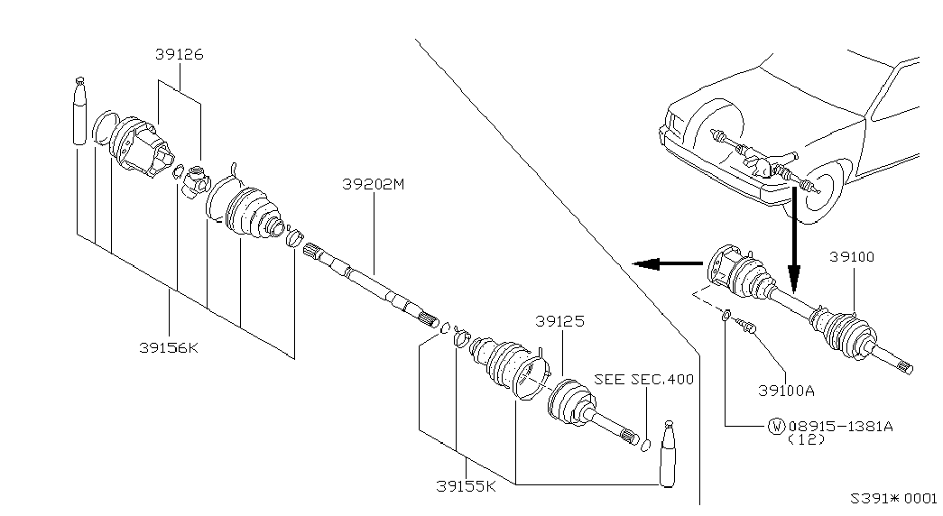 NISSAN 397410F000 - Маншон, полуоска vvparts.bg