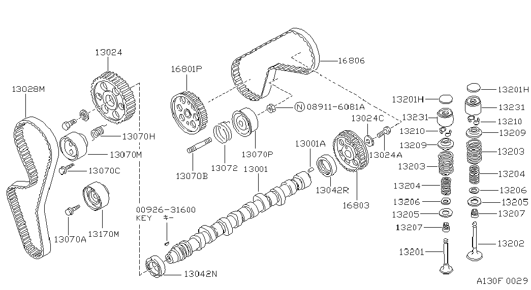 NISSAN 13077-54A00 - Паразитна / водеща ролка, зъбен ремък vvparts.bg