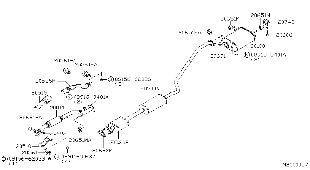 NISSAN 20300BM700 - Средно гърне vvparts.bg