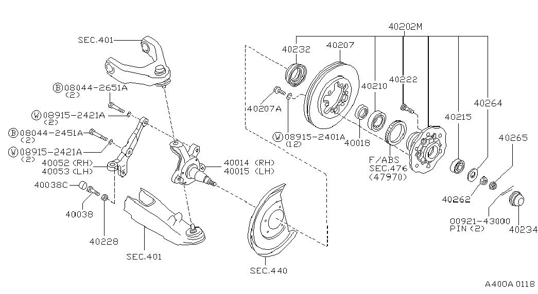 NISSAN 40215-F1700 - Комплект колесен лагер vvparts.bg