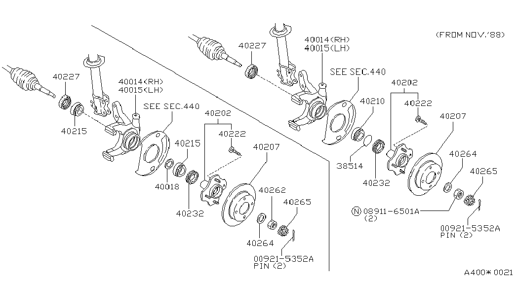 NISSAN 40232-M0215 - Комплект колесен лагер vvparts.bg