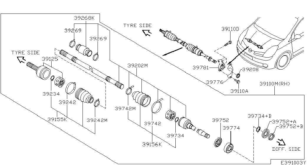 NISSAN 39241BM727 - Маншон, полуоска vvparts.bg