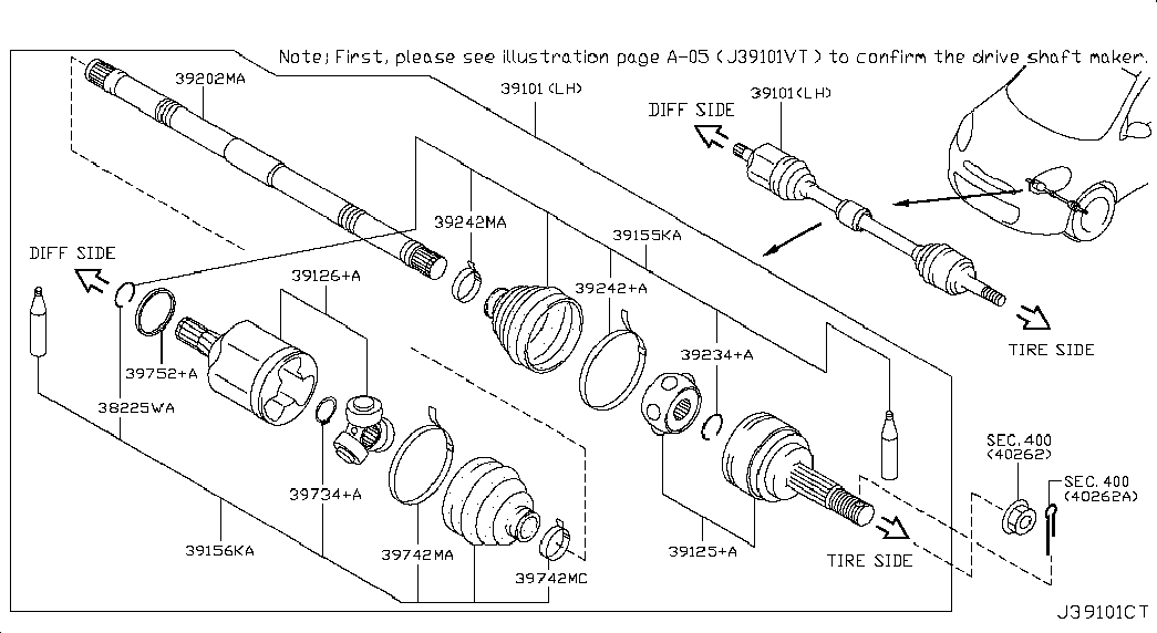 NISSAN C97411HC3A - Маншон, полуоска vvparts.bg