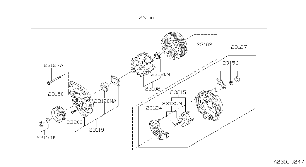 NISSAN 23100-0M810 - Генератор vvparts.bg