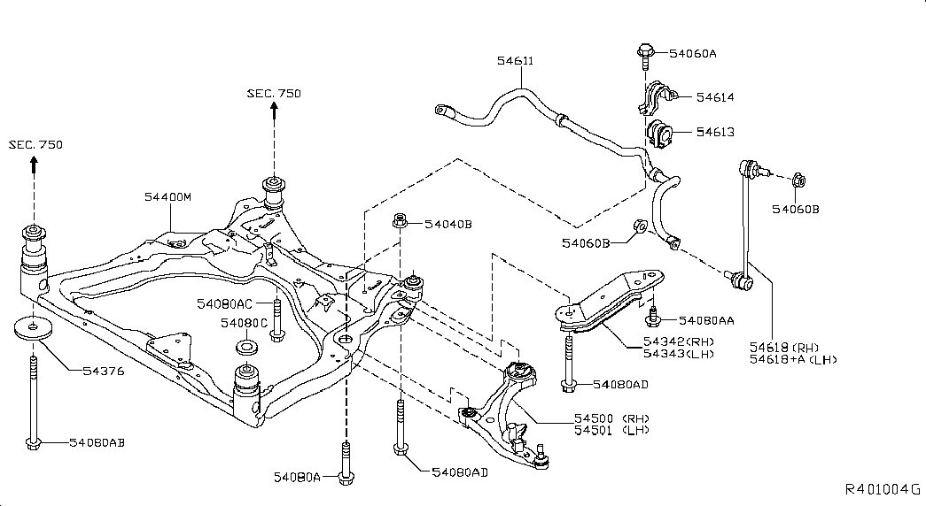 NISSAN 545003JA0B - Носач, окачване на колелата vvparts.bg