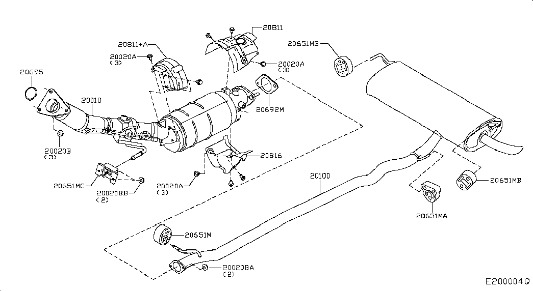 NISSAN 20010BR40A - Филтър за сажди / твърди частици, изпускателна система vvparts.bg