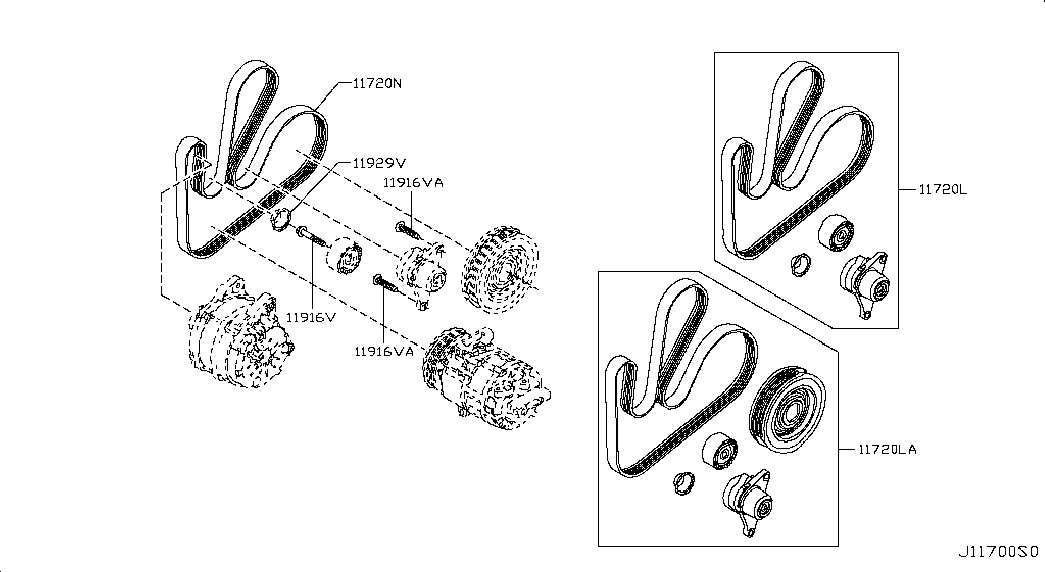 NISSAN 11720-00Q1C - Комплект пистов ремък vvparts.bg