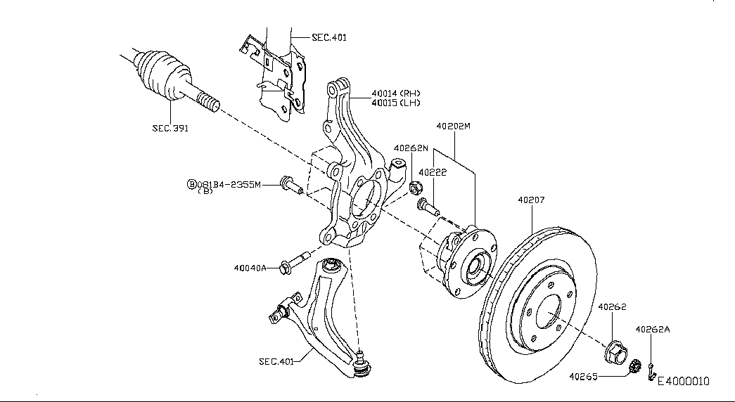 NISSAN 40202-JG000 - Комплект колесен лагер vvparts.bg