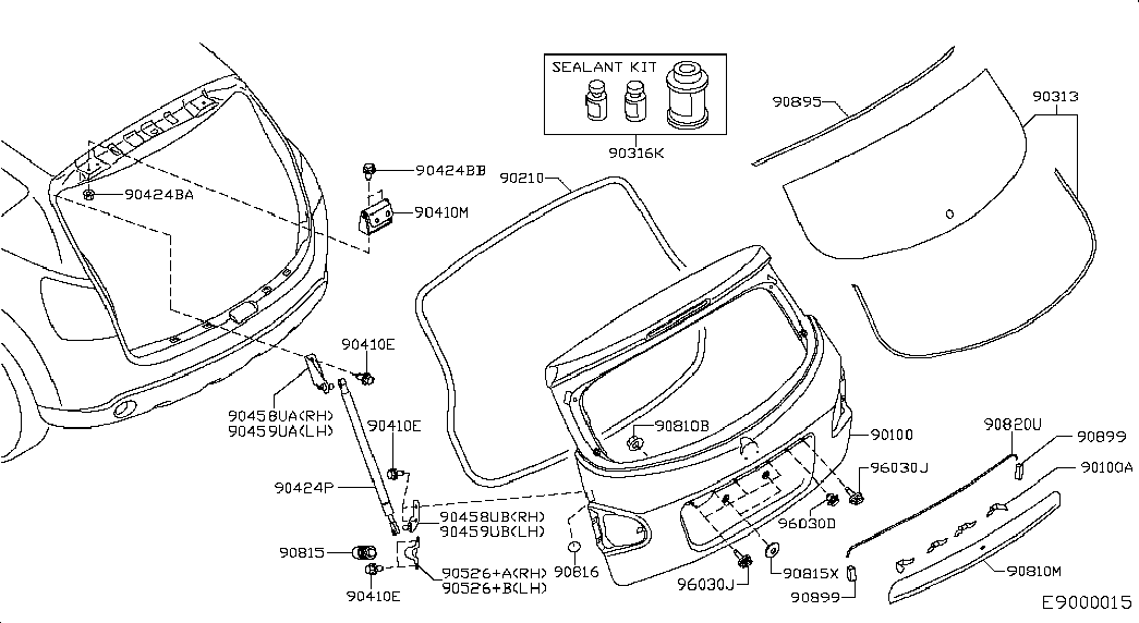 NISSAN 90450-JD01B - Газов амортисьор, багажно / товарно пространство vvparts.bg