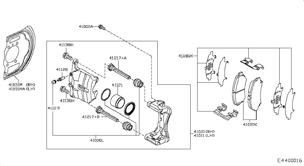 NISSAN 41134JE00A - Бодещ болт (щифт), спирачен апарат vvparts.bg