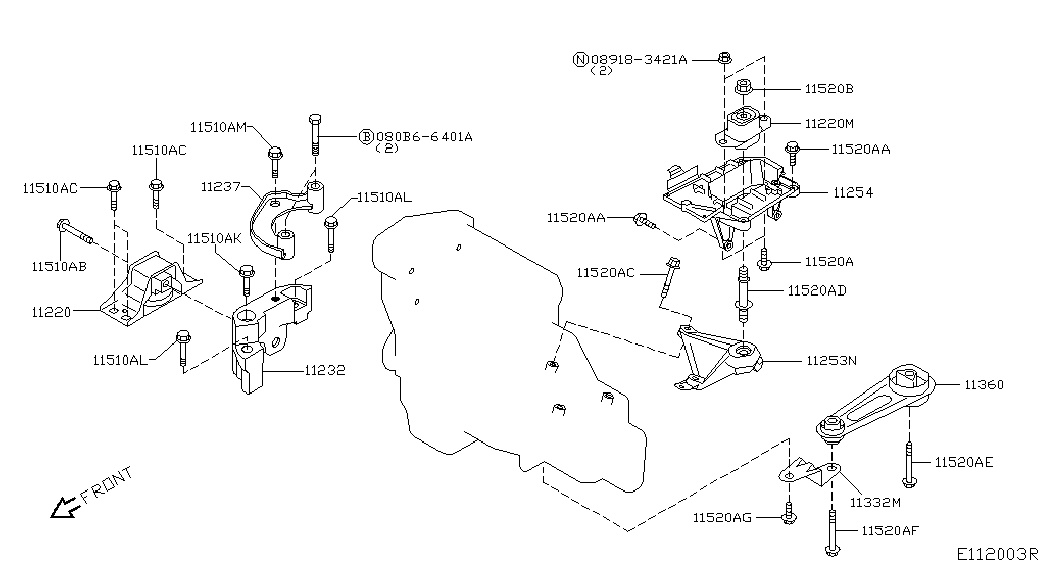 RENAULT 113609U000 - Окачване, двигател vvparts.bg