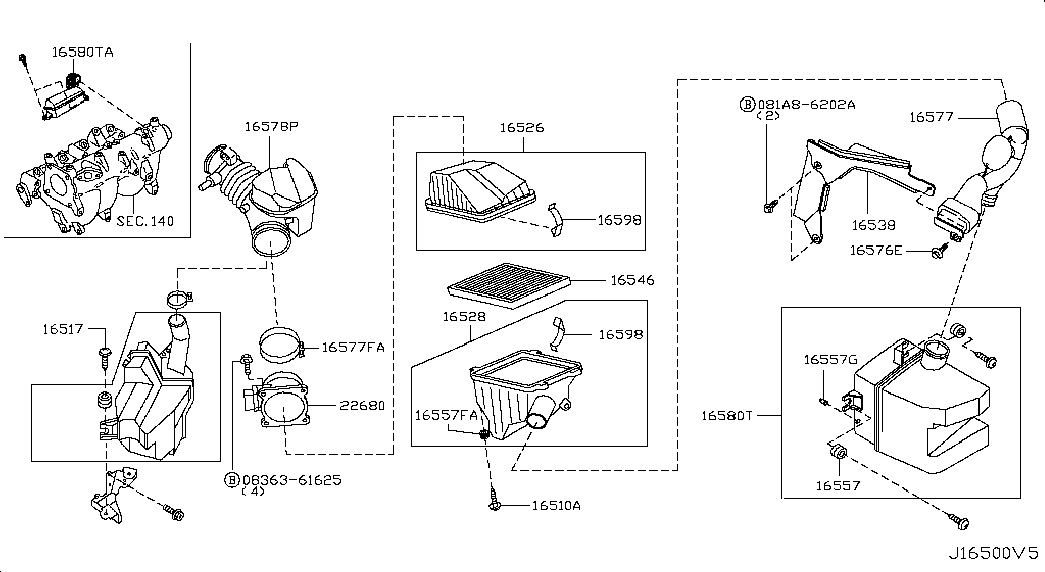 NISSAN 16546-95F0B - Въздушен филтър vvparts.bg