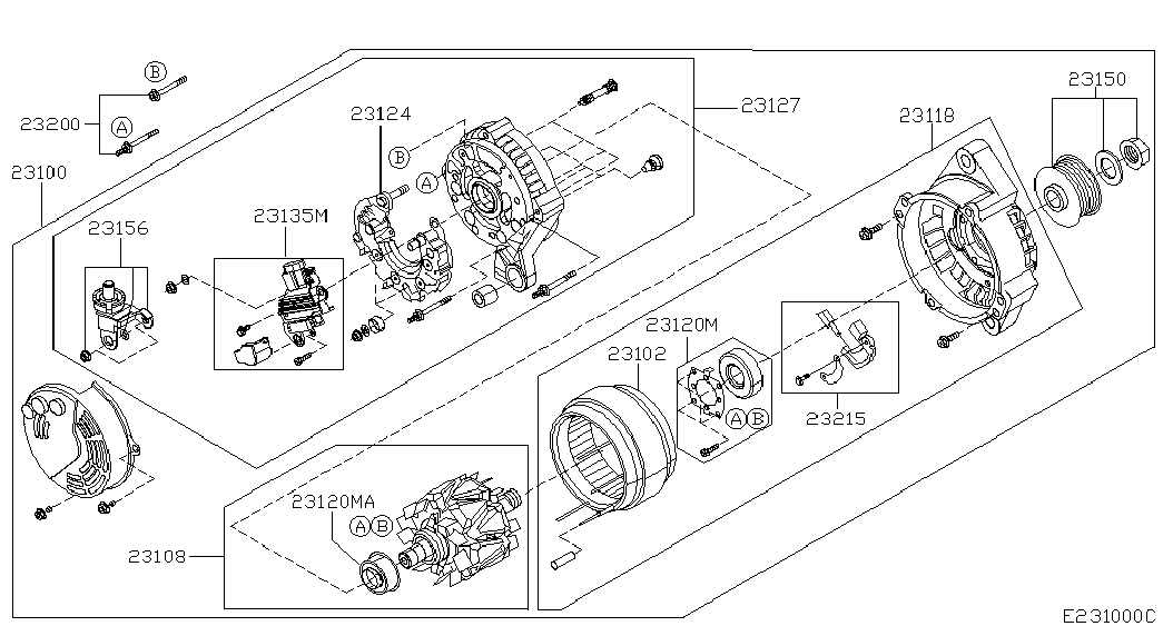 NISSAN 23100-BU015 - Генератор vvparts.bg