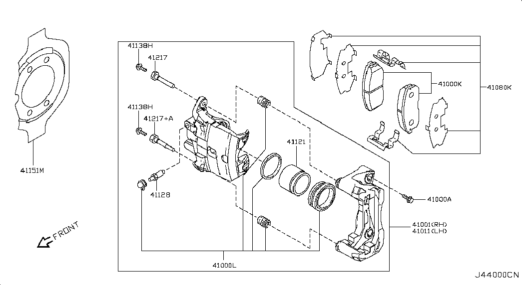 NISSAN 41120-AL525 - Ремонтен комплект, спирачен апарат vvparts.bg