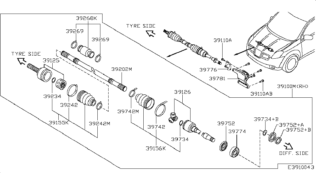 NISSAN C9211-JA00A - Каре комплект, полуоска vvparts.bg