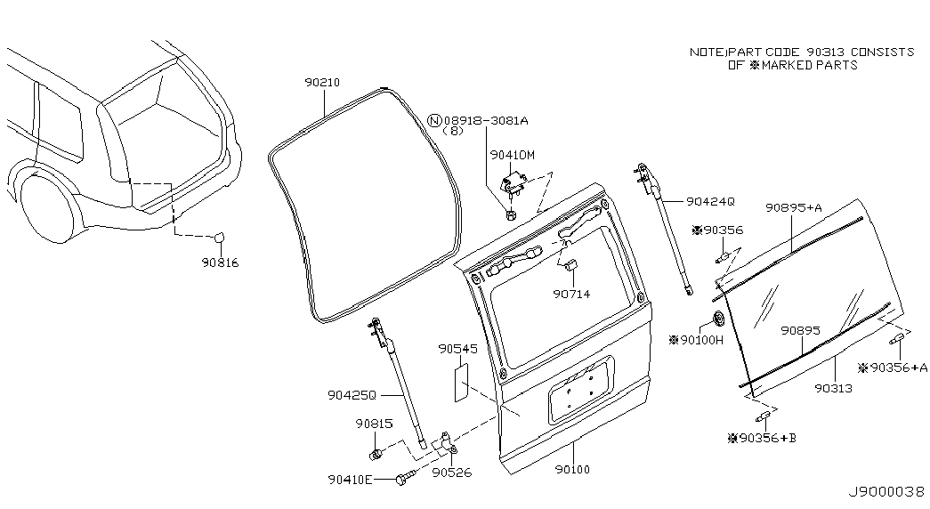 NISSAN K0451-EQ30B - Газов амортисьор, багажно / товарно пространство vvparts.bg