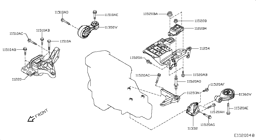 NISSAN 11220JD000 - Окачване, двигател vvparts.bg