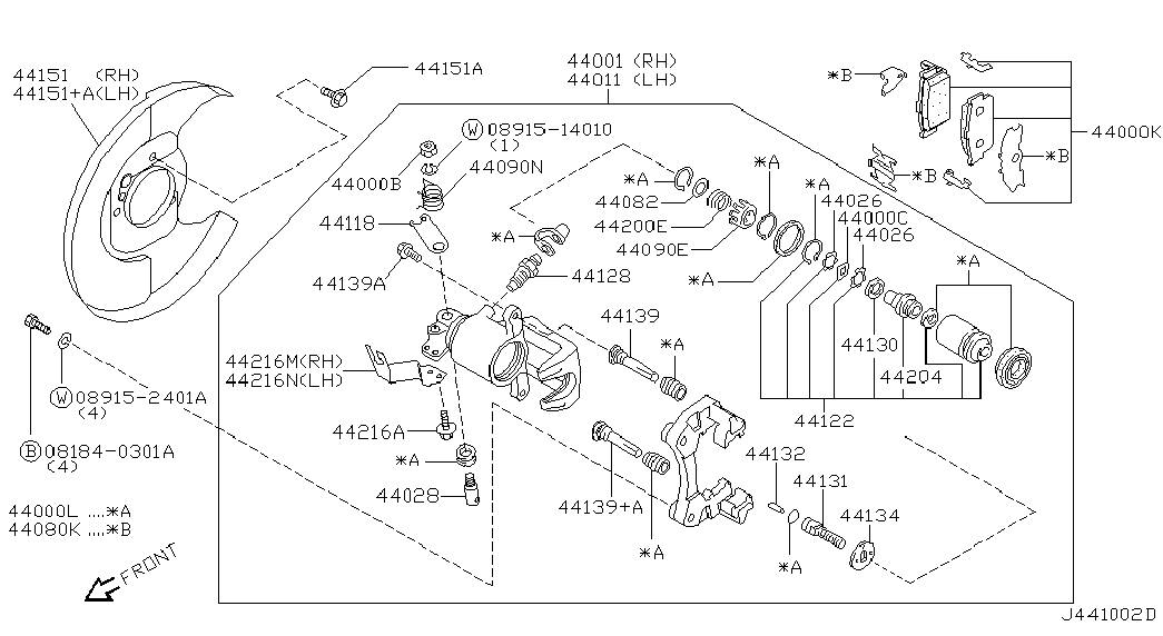 NISSAN 44120-3Y525 - Ремонтен комплект, спирачен апарат vvparts.bg