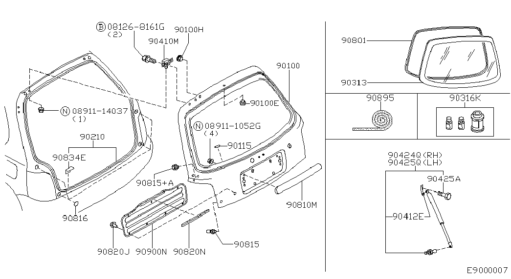 NISSAN 90452-4F226 - Газов амортисьор, багажно / товарно пространство vvparts.bg