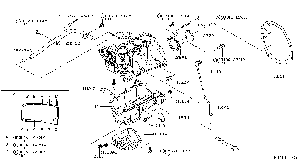 NISSAN 12279-BX00A - Семеринг, колянов вал vvparts.bg