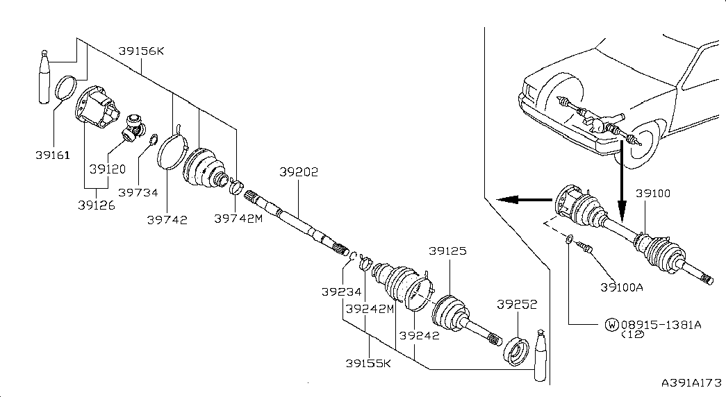 NISSAN 39241-5V026 - Маншон, полуоска vvparts.bg