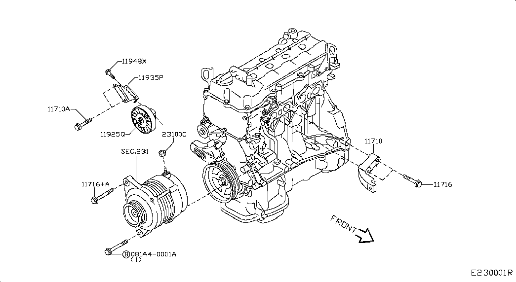 NISSAN 11925-AX010 - Паразитна / водеща ролка, пистов ремък vvparts.bg