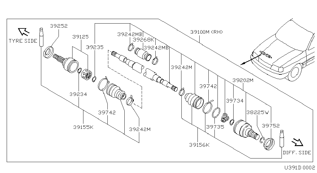 NISSAN 39211 73J26 - Каре комплект, полуоска vvparts.bg