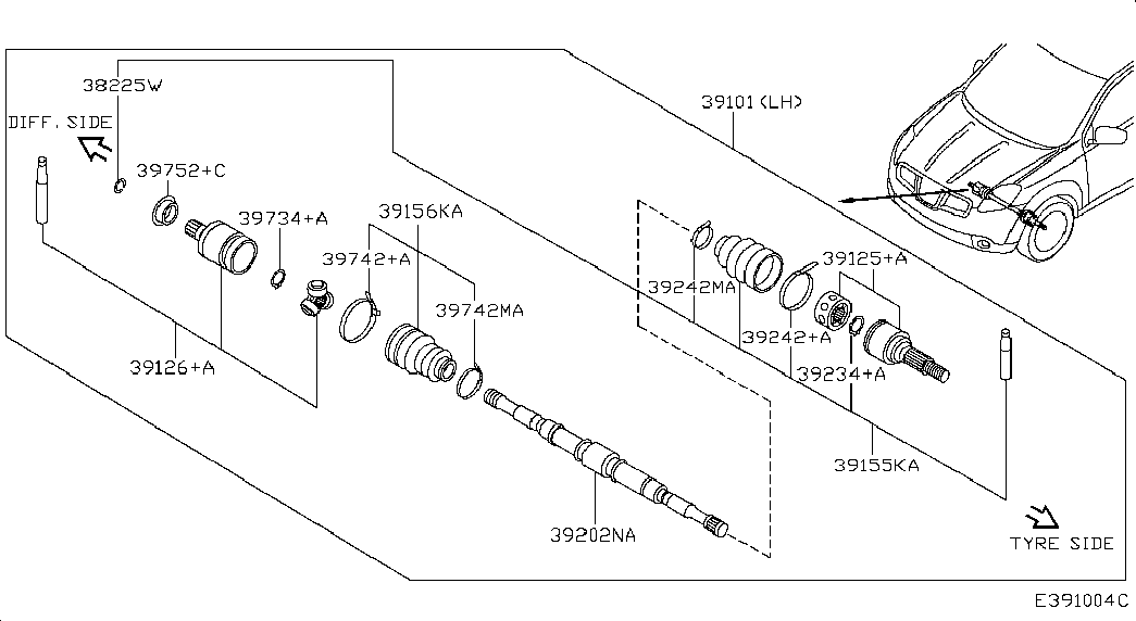 NISSAN C9BAA-JA00A - Каре комплект, полуоска vvparts.bg