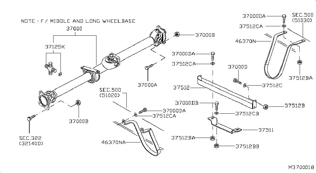 NISSAN 37125-MB425 - Кръстато каре (гъвкава връзка) vvparts.bg