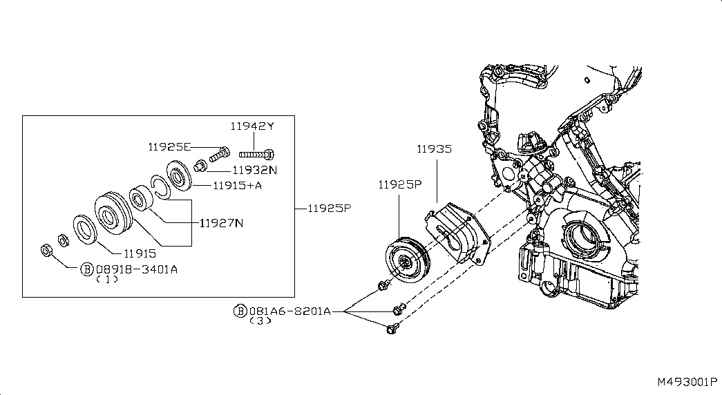 Infiniti 11925VC80A - Паразитна / водеща ролка, пистов ремък vvparts.bg