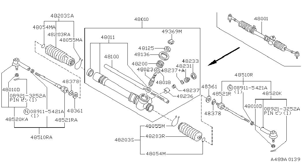 NISSAN 48510-50Y25 - Накрайник на напречна кормилна щанга vvparts.bg