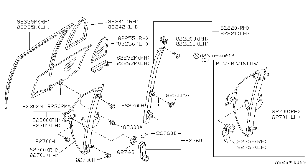 NISSAN 8230152C00 - Стъкло на врата vvparts.bg