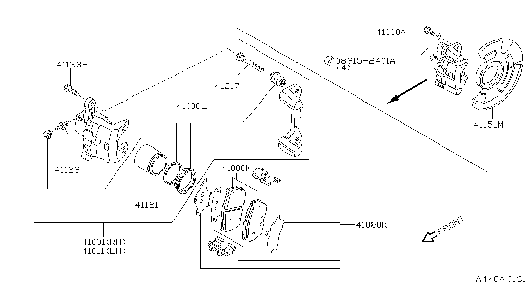 NISSAN 41120-01A27 - Ремонтен комплект, спирачен апарат vvparts.bg