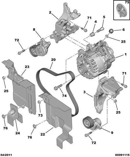 PEUGEOT 96 772 795 80 - Ремъчен обтегач, пистов ремък vvparts.bg