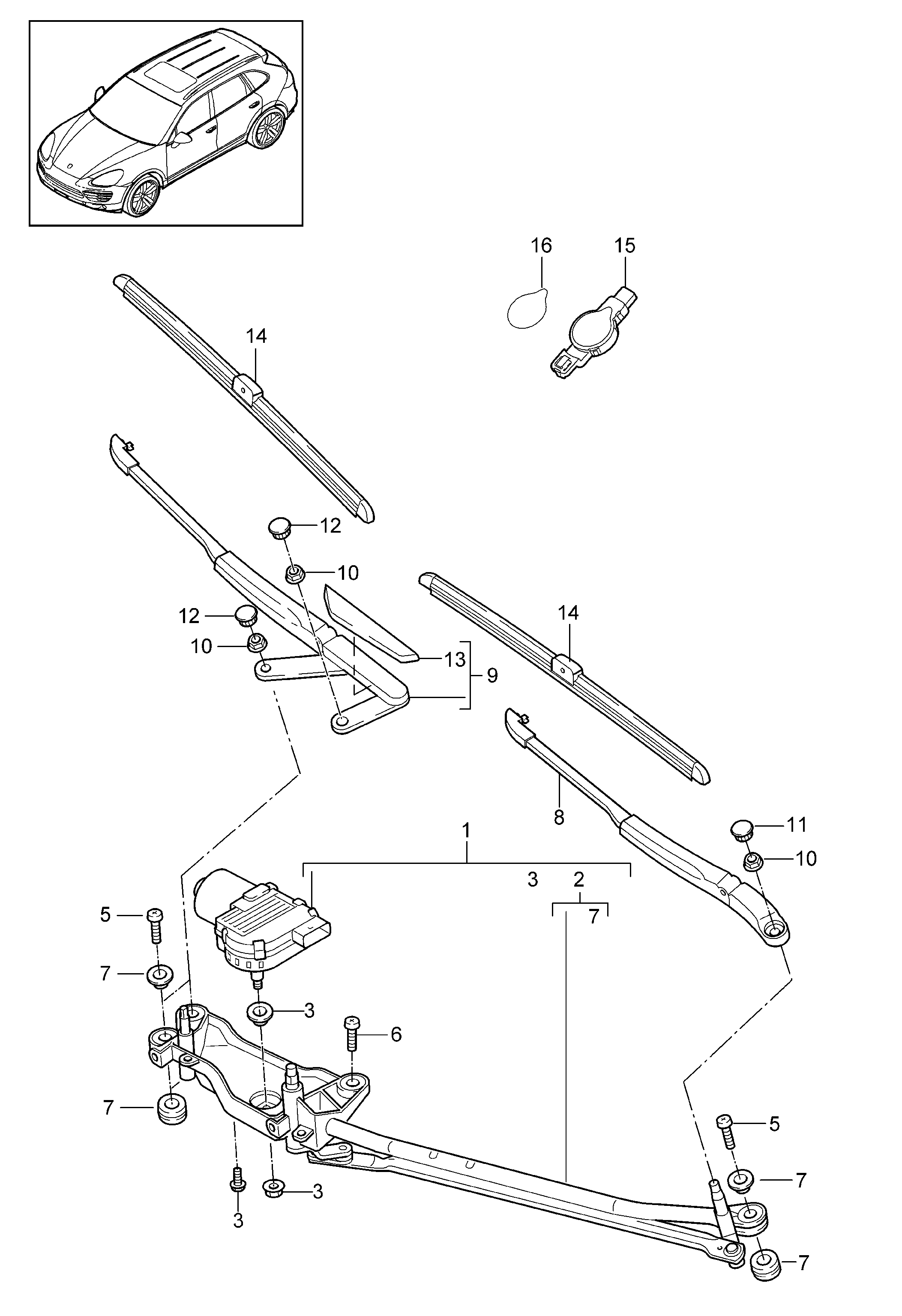 Porsche 958 628 939 00 - Перо на чистачка vvparts.bg