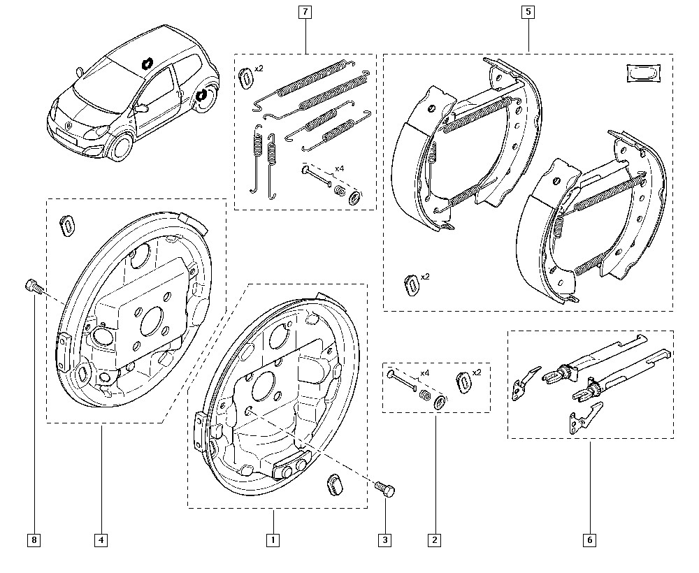 CITROËN 7701209586 - Комплект спирачна челюст vvparts.bg