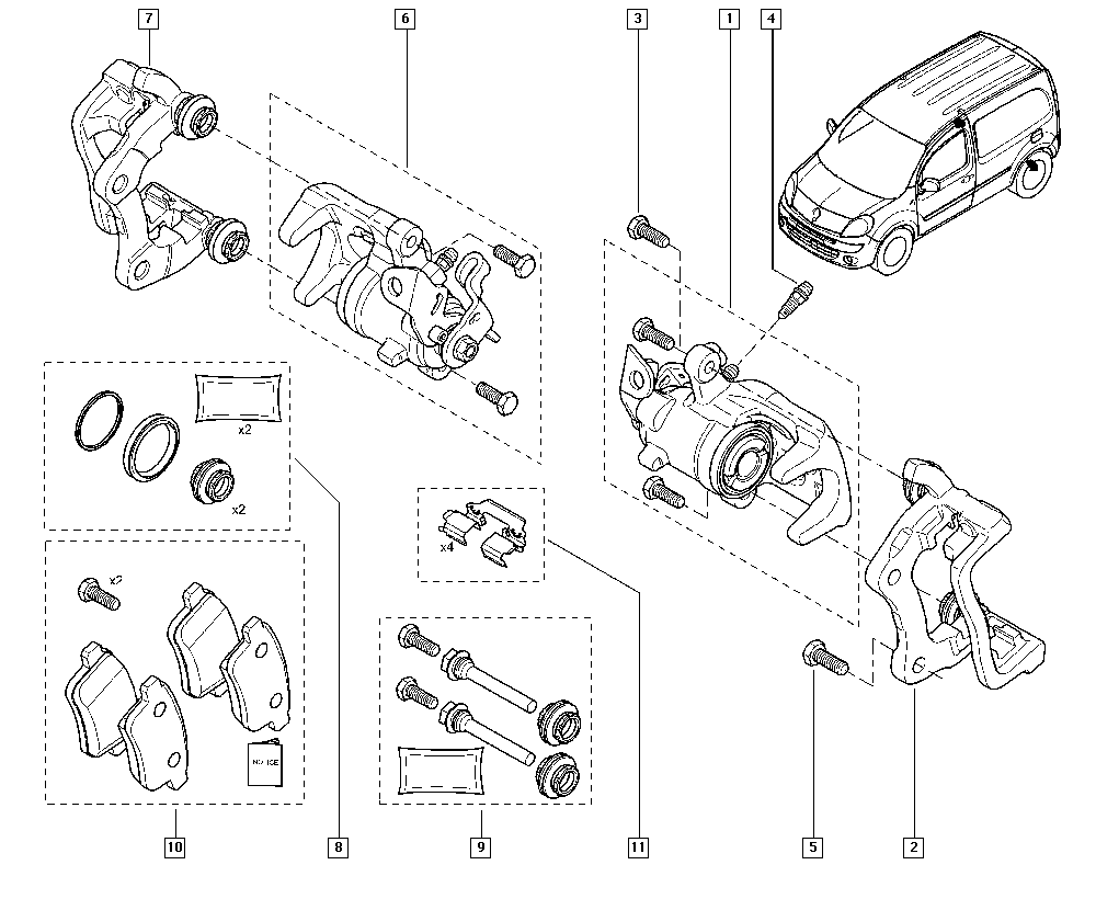 RENAULT 7701208269 - Ремонтен комплект, спирачен апарат vvparts.bg