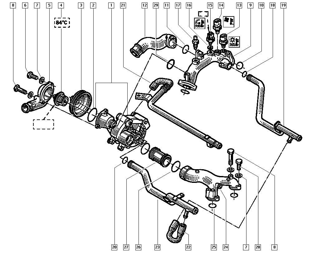 RENAULT 77 00 703 136 - Термостат, охладителна течност vvparts.bg