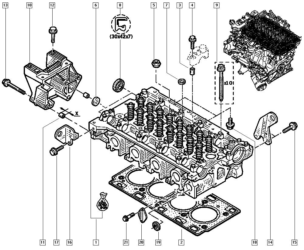 RENAULT 82 00 406 743 - Гарнитура, цилиндрова глава vvparts.bg