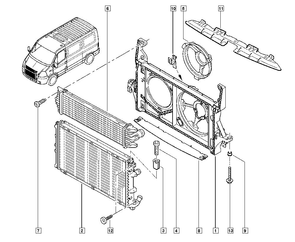 RENAULT TRUCKS 77 01 057 119 - Радиатор, охлаждане на двигателя vvparts.bg